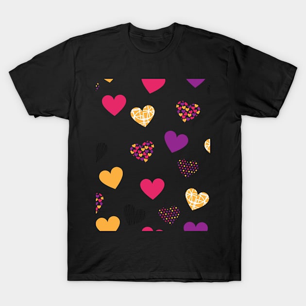 Cute Patterned Hearts T-Shirt by PLLDesigns